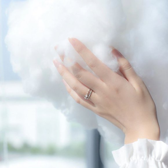 925 Sterling Silver Dainty Diamond Adjustable Ring - Picture 6 of 6